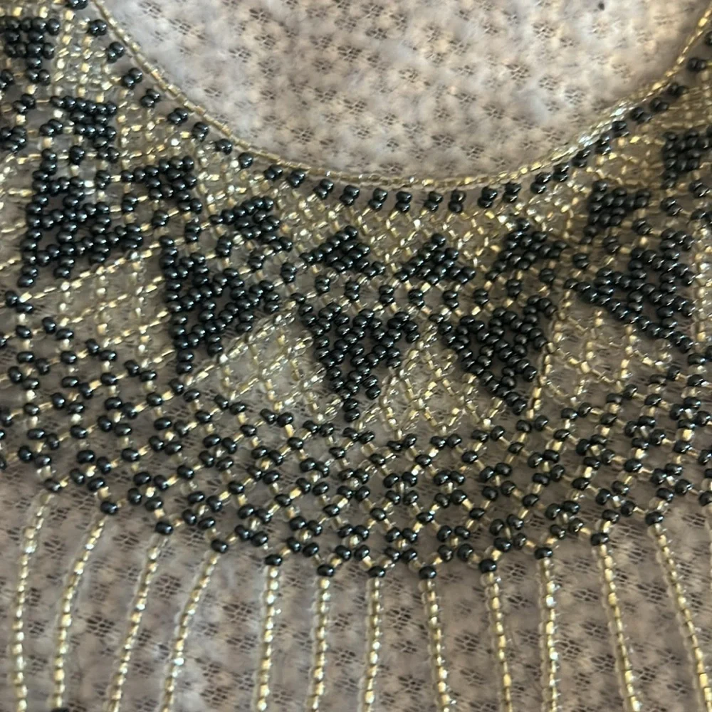 Vintage Beaded Collar Necklace Slate and Silver - Picture 2 of 14